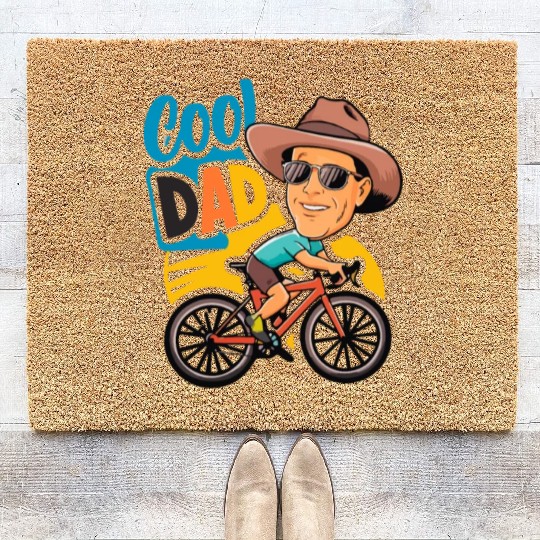 Cool Dad on bicycle - Father's Day Coir Doormats