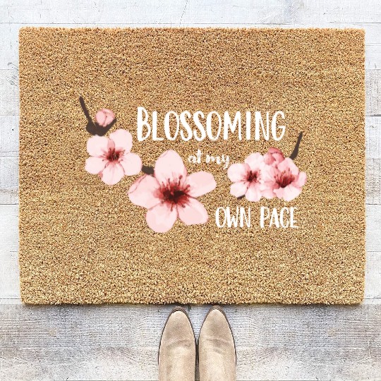 Spring floral Coir Doormats Elegant Cherry Blossom Design