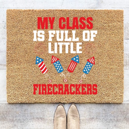 American Patriotic Teacher 4th of July Coir Doormats