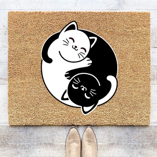 Yin and Yang Cats Coir Doormats