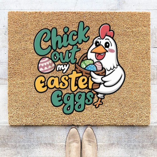 Check Out My Easter Egg, Chicken Easter Coir Doormats.