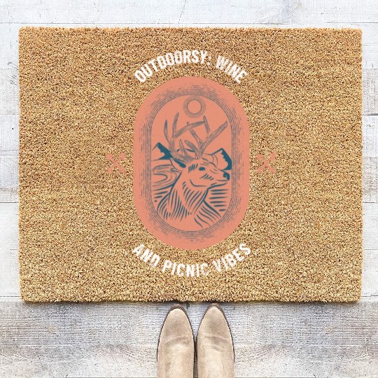 Outdoorsy Wine And Picnic Vibes Camping Women Coir Doormats