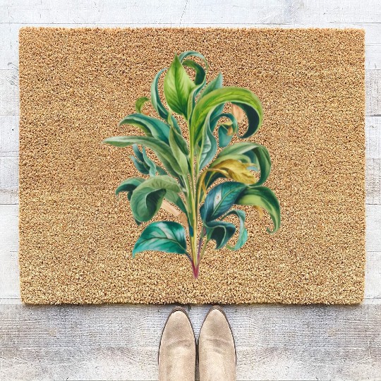 Watercolor Plant Hand Painted Coir Doormats