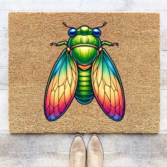 Colorful Cicada Coir Doormats
