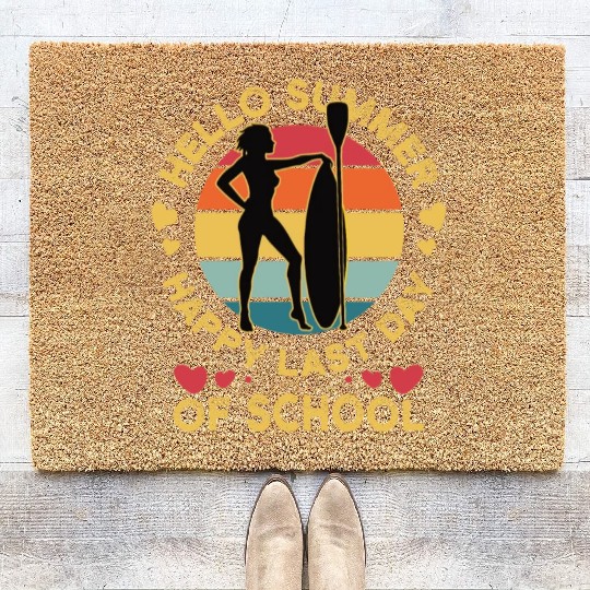 Happy Last Day Of School Teacher Women friend Coir Doormats