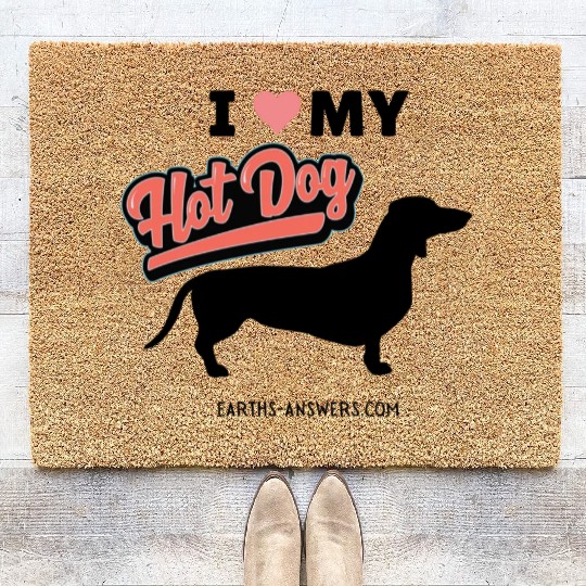Dachshund Dog Lover Gift Coir Doormats Love My Hot Dog