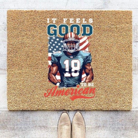 4th Of July Football Feels Good Be American Coir Doormats