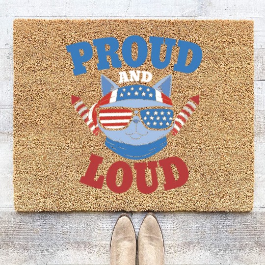 Proud and Loud 4th of July Cat Coir Doormats