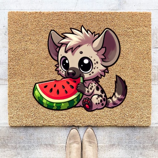 Hyena with Watermelon Summer Fruit Coir Doormats