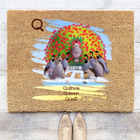 Unique Creative Cute Q Alphabet Quince Queen Quail Coir Doormats