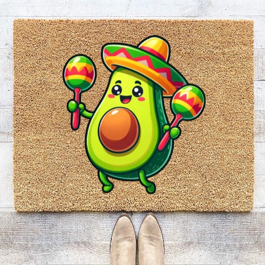 Cinco de Mayo Avocado in Mexico Coir Doormats