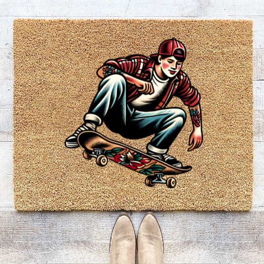 AI Old School 90s Teen Skater Coir Doormats
