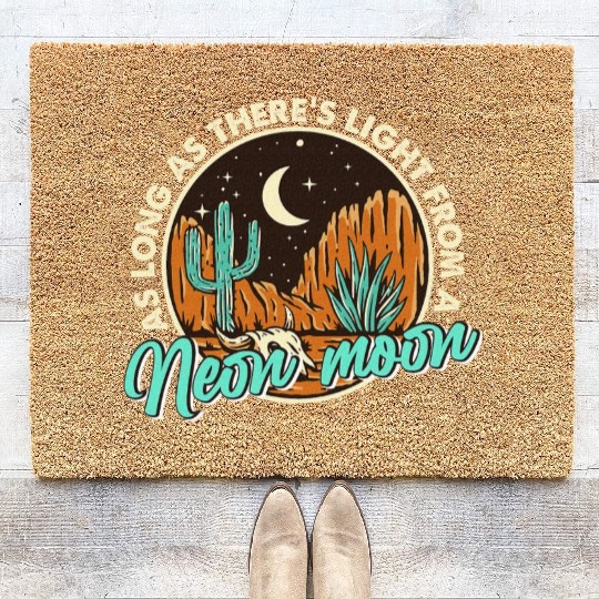 Neon Moon Cactus Country Mountain Western Cow Coir Doormats