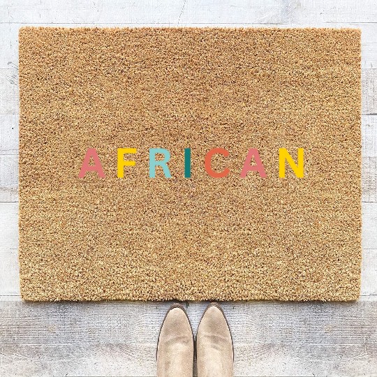 Colorful African Text Graphic Coir Doormats