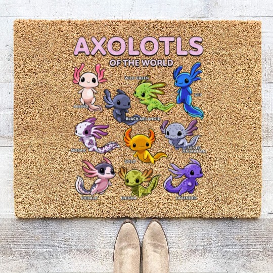 Axolotl Coir Doormats Kawaii Axolotls of the World