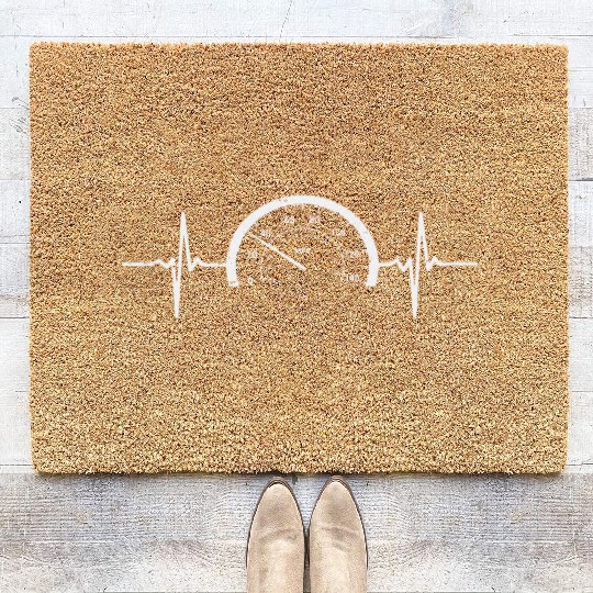 Heartbeat Speedometer Car Guy Auto Garage Racing Coir Doormats