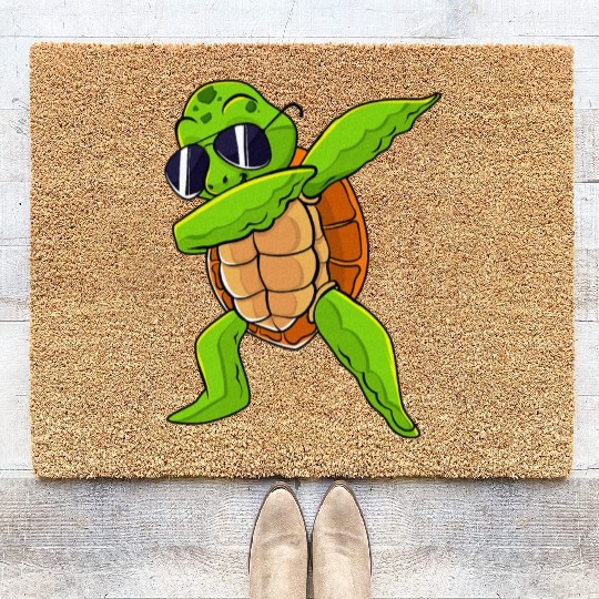 Dabbing Sea Turtle Animal Lover Save The Turtles Coir Doormats