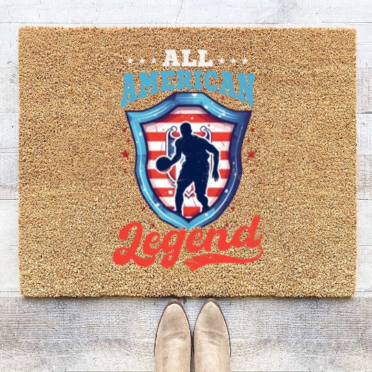 4th Of July Basketball All American Legend Coir Doormats