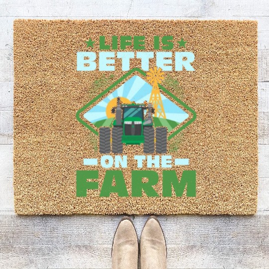 Life Is Better On The Farm Animal Farmer Farming Coir Doormats