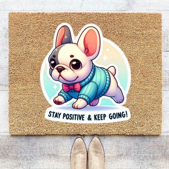 Stay Positive French Bulldog Motivational Words Coir Doormats