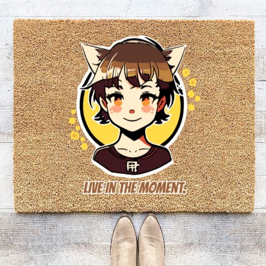 Live in the Moment: Manga Anime Girl Coir Doormats