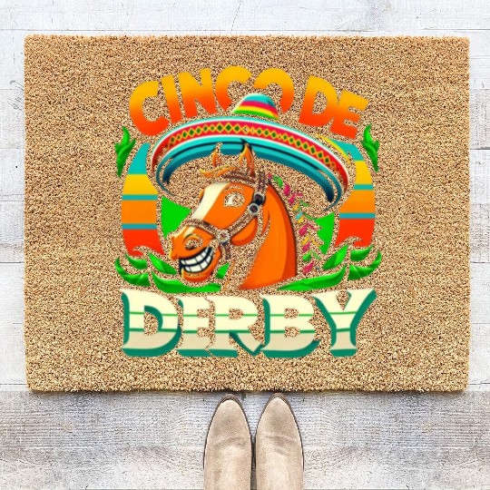 cinco de derby cinco de mayo fiesta Horse Racing Coir Doormats