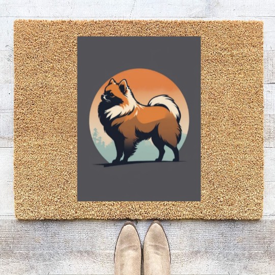 Pomeranian Dog 3 - Japanese Old Vintage Coir Doormats