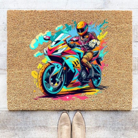 Legend cross motocycle Biker Road Trip Coir Doormats