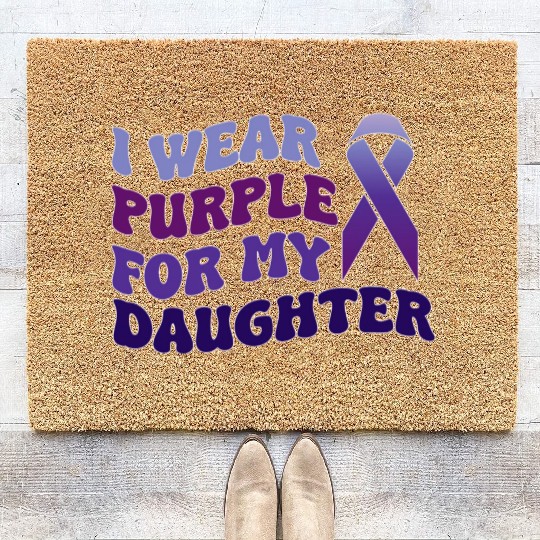 I Wear Purple For My Daughter Mom Dad Epilepsy Coir Doormats
