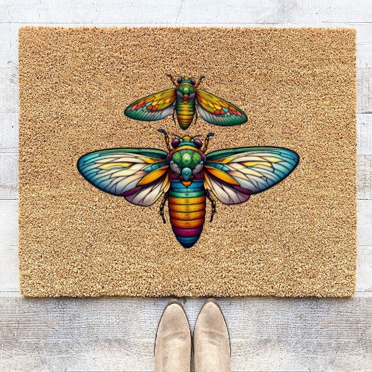 Colorful Cicada Insect Great Eastern Brood Cicada Coir Doormats