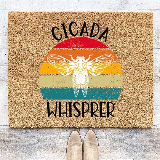 Cicada Whisprer, Retro Sunset Summertime 80's 90's Coir Doormats