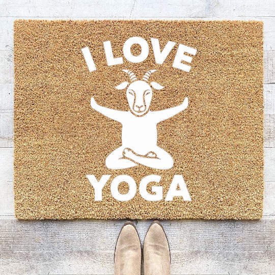 I Love Goat Yoga Serenity Pose Coir Doormats