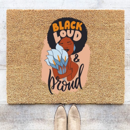 The african women hugging bouquet flowers Coir Doormats