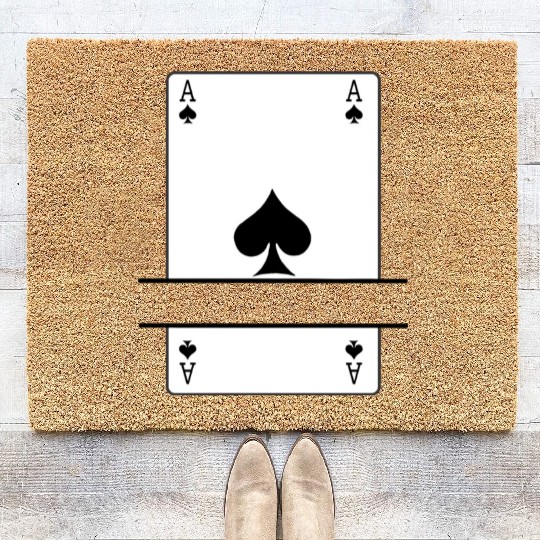 Playing card ace of spades with banner space Coir Doormats