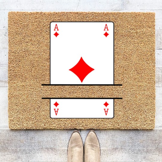 Playing card ace of diamonds with banner space Coir Doormats