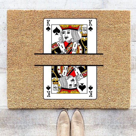 Playing card spades king with banner space Coir Doormats