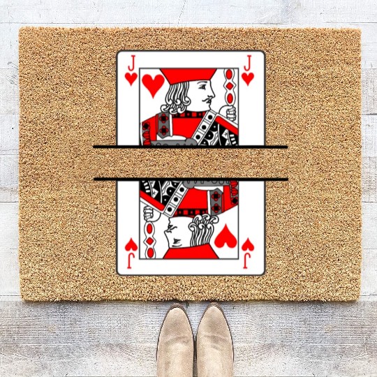 Playing card jack of hearts with banner space Coir Doormats