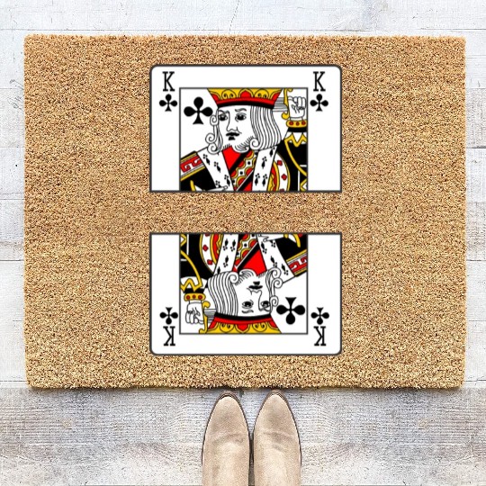 Playing card clover king with banner space Coir Doormats