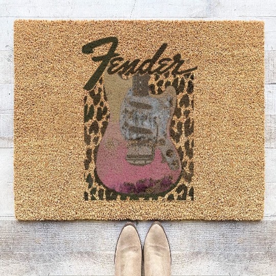 Grunge Cheetah Print Electric Guitar Coir Doormats