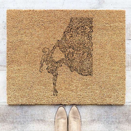 Bouldering Rock Climber Nature Sport Drawing Climb Coir Doormats