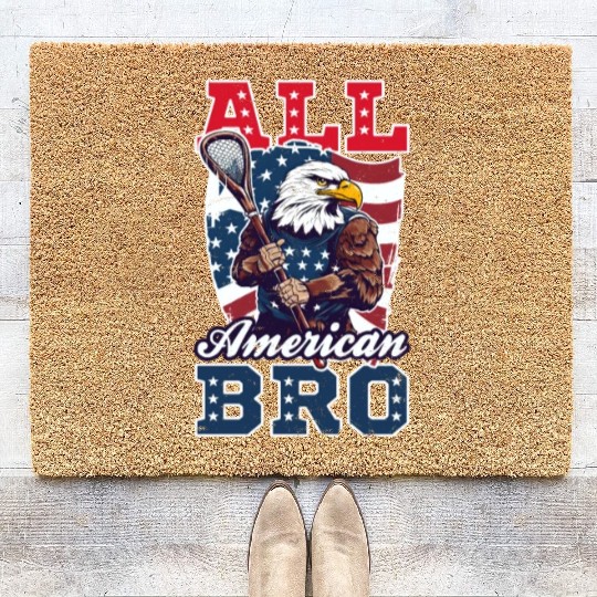 4th Of July Lacrosse All American Bro Coir Doormats