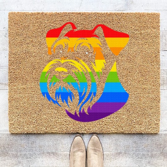 Miniature Schnauzer Rainbow LGBT Gay Pride Lesbian Coir Doormats