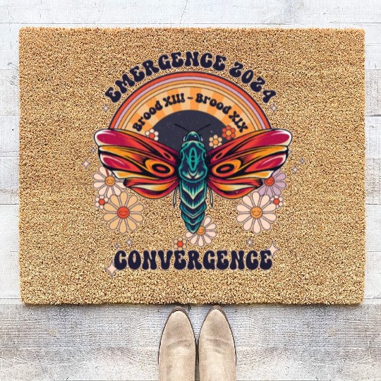 Retro Flying Insects Invasion Cicada Tour 2024 Coir Doormats