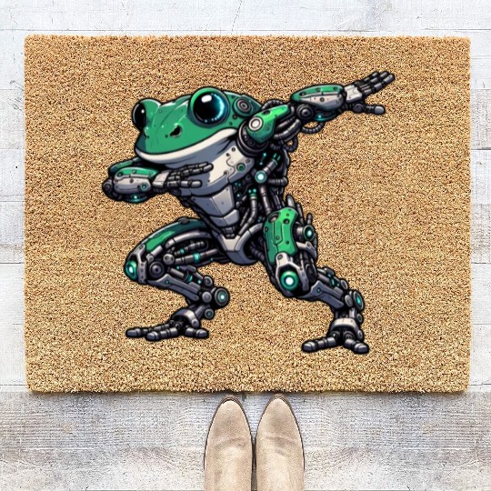 Cool Robot Frog Dabbing Mech Cyborg Coir Doormats