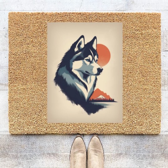 Husky Dog 3 - Japanese Old Vintage Coir Doormats