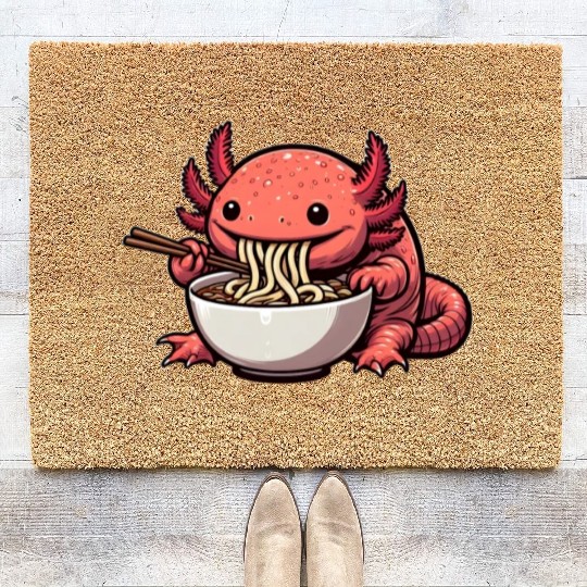 Ramen time for the axolotl Coir Doormats