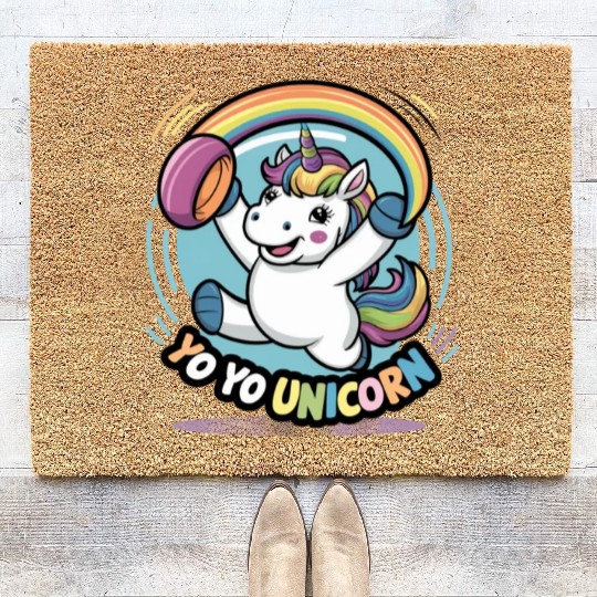 Funny YoYo Unicorn Rainbow Skill Coir Doormats