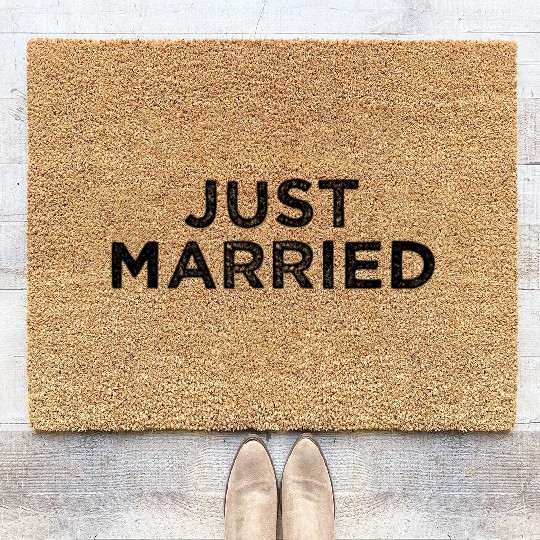 Just Married Honeymoon Couples Women & Men Bride Coir Doormats