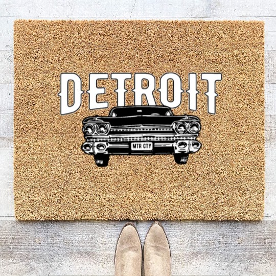 Detroit Michigan American Muscle Car Enthusiast Coir Doormats