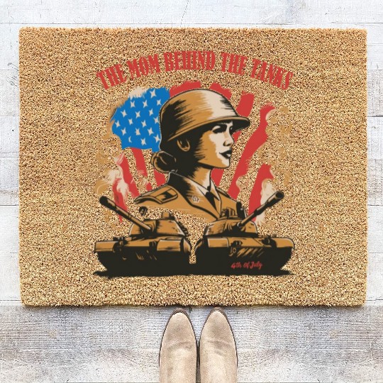 Mother’s Day Military Tank Guard Mom 4th July Coir Doormats
